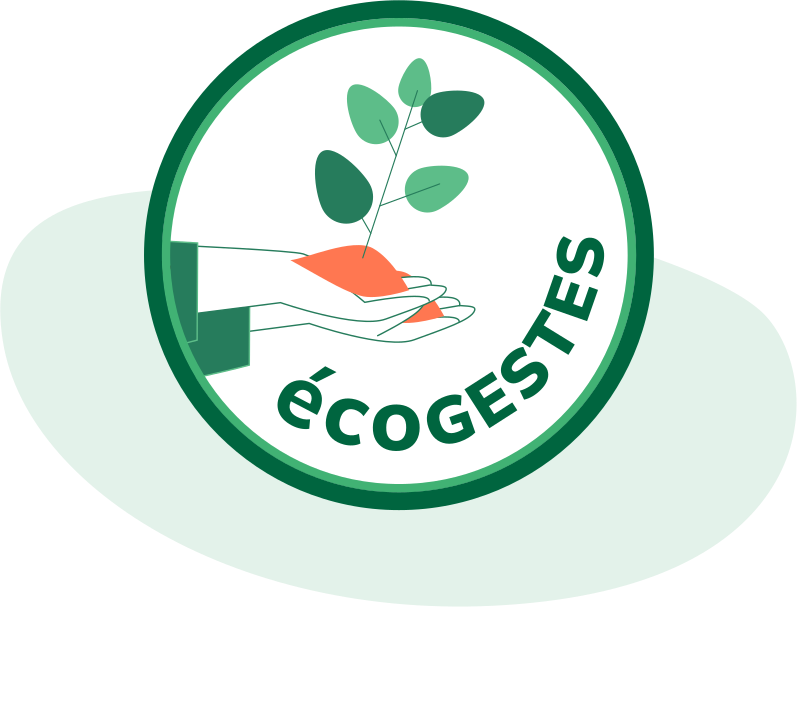 Logo écogestes représentant les bonnes pratiques écoresponsables en hébergement touristique.