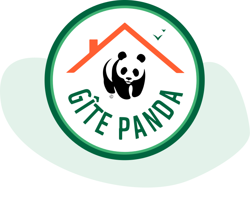 Logo du label Gîte Panda, distinction Gîtes de France pour les hébergements en environnement naturel préservé.