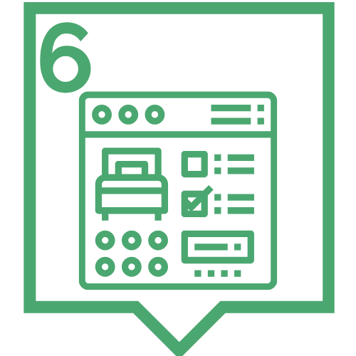Icône représentant la rédaction et la validation d’une annonce d’hébergement.
